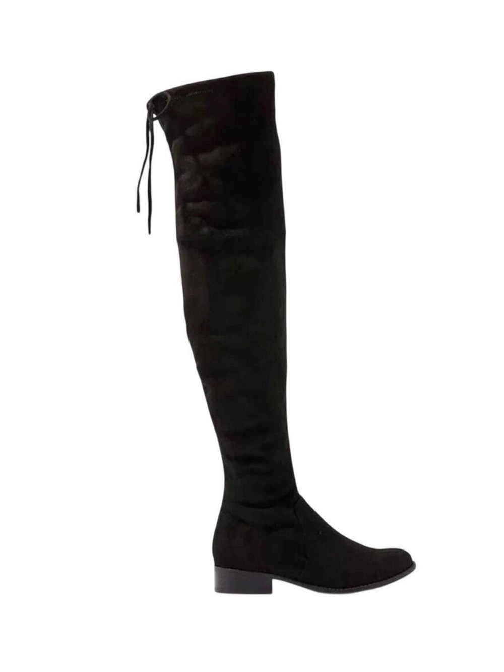 American Eagle Outfitters Black Over-the-Knee Suede Lace-Back Boots